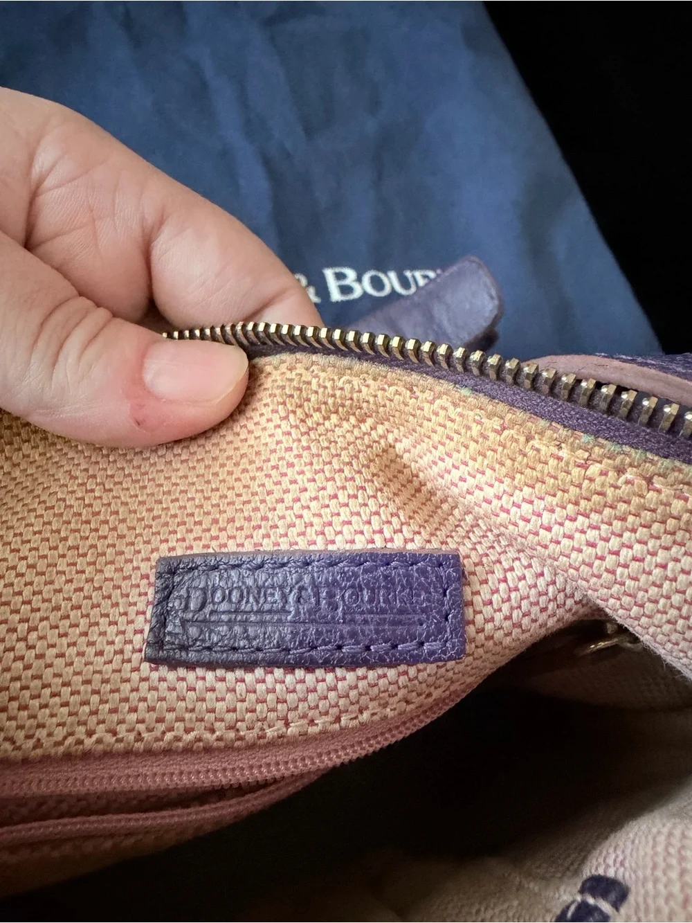 Dooney & Bourke Plum Leather Crossbody Bag with Brass Plaque
